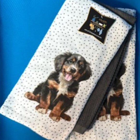 NWT & HARD TO FIND 3 PACK BERNESE MOUNTAIN DOG PUPPY PLUS GREY ABSORBENT TOWELS - Picture 11 of 12